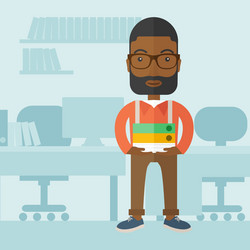 Black man standing inside his office vector