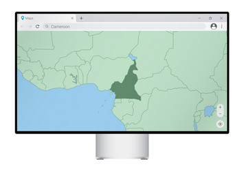 computer monitor with map of cameroon in browser vector image