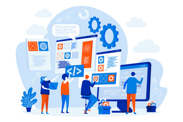 developers team web design with people characters vector image