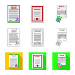 isolated object of form and document icon set vector image
