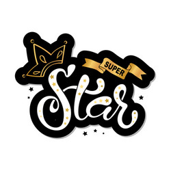 Lettering of super star text vector