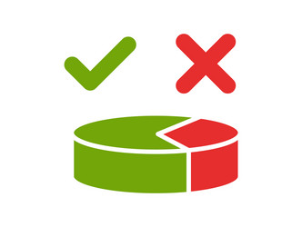 Pie chart icon with one portion green vector