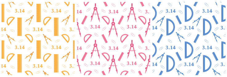 set of pi day seamless pattern design vector image