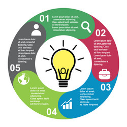 5 steps element in five colors with labels vector image
