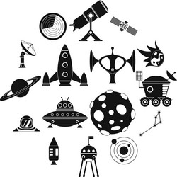 Space simple icons set vector