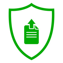 Document upload and shield vector