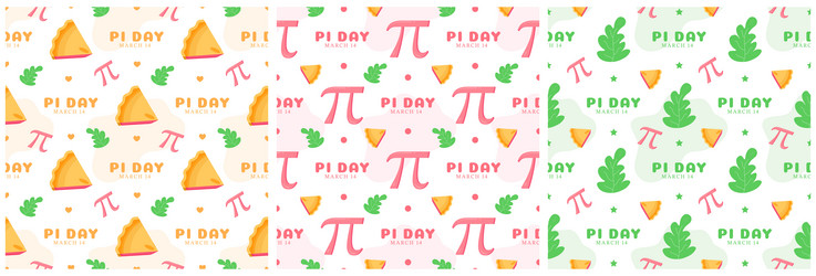 set of pi day seamless pattern design vector image