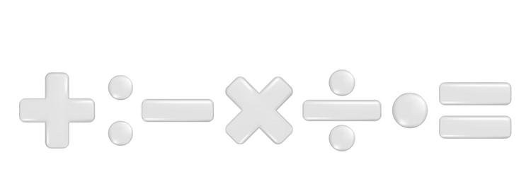 Realistic 3d plus minus multiply division and Vector Image