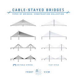 cable-stayed bridges icons in flat style vector