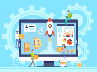 Cryptocurrency exchange web banner blockchain vector