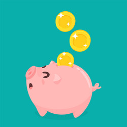 Piggy bank the concept of using money correctly vector