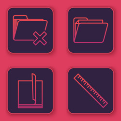 set line delete folder file document vector image