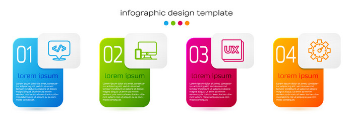 set line front end development monitor and mobile vector image