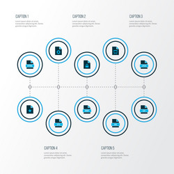 types icons colored set with file java favorite vector image
