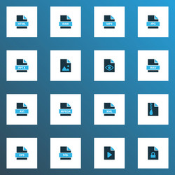 Document icons colored set with file video vector