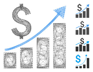 Net financial growth bar chart mesh vector