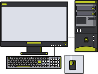 symbol desktop computer icon for web site line vector image