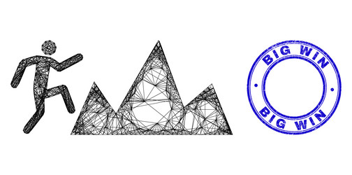 textured big win seal and net irregular mesh climb vector image