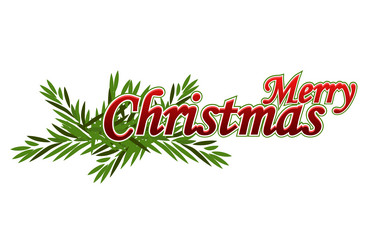 Merry christmas text with tree branch vector