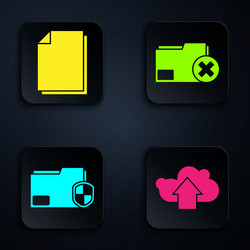 Set cloud upload document folder vector