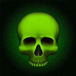 skull is a program virus on digital background vector image