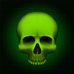 skull is a program virus on digital background vector