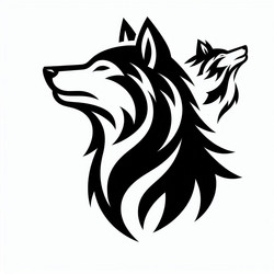 tribal wolf and pup emblem Vector Image