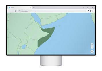 computer monitor with map of somalia in browser vector image