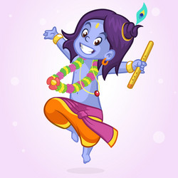 Little cartoon krishna dance vector