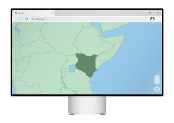 computer monitor with map of kenya in browser vector image