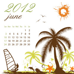 June 2012 Calendar with Palms Vector Image