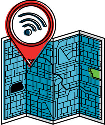Paper map with pointer location isolated icon vector