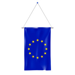 pinned rectangular pennant flag of europe vector