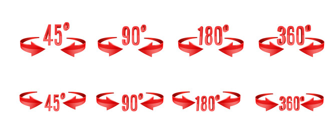 3d curve arrows and rotation angle degrees sing vector image