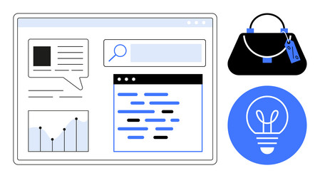 digital interface with graph chat bubble search vector image