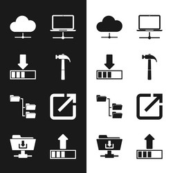 set hammer loading network cloud connection vector image