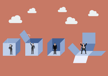 businessman is getting out of the box vector image