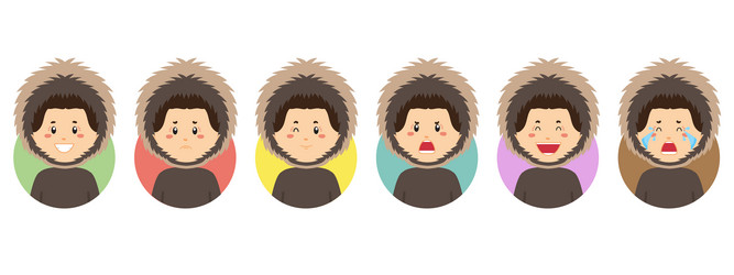 Eskimo avatar with various expression vector