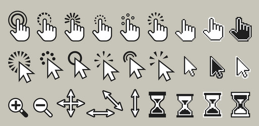 Pixel Computer Mouse Cursor Icons vector image