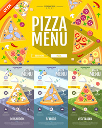 flat style pizza menu concept web site design vector image