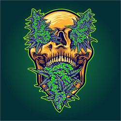 Scary Skull with Weed Vector Image