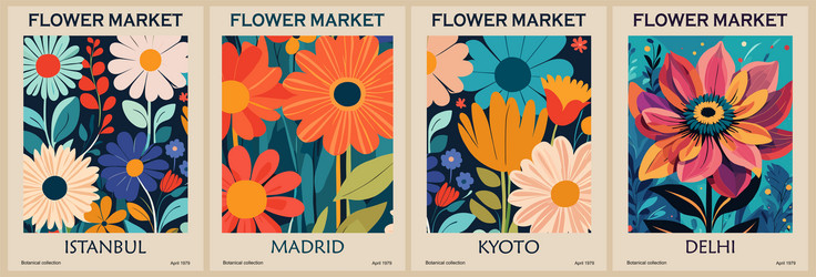 Abstract Floral Market Art Vector Image