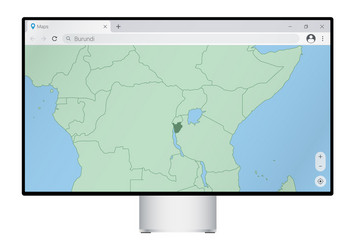 computer monitor with map of burundi in browser vector image