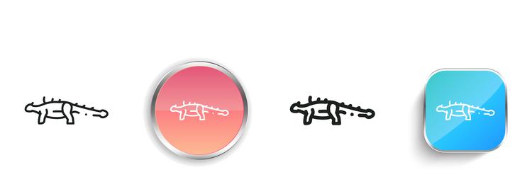 dinosaur icon thin linear regular and button vector image