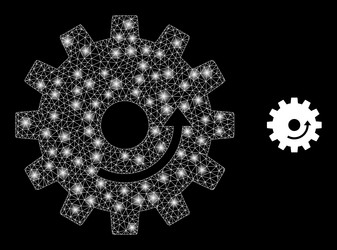 mesh web gear rotation with illuminated vector image