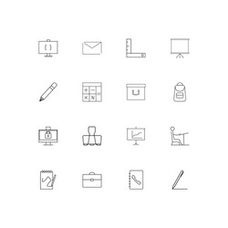 office simple linear icons set outlined vector image