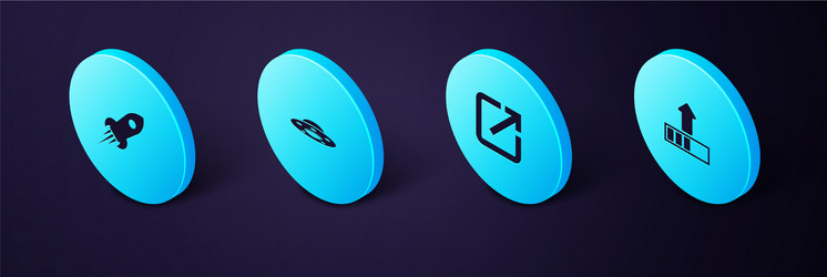 set isometric loading open new window ufo flying vector image