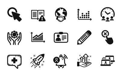 Set of startup rocket graph and meeting vector