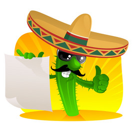 Cheerful Cactus with Scroll vector