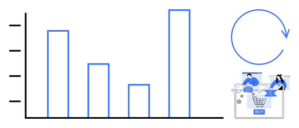 e-commerce growth chart with customers using vector image